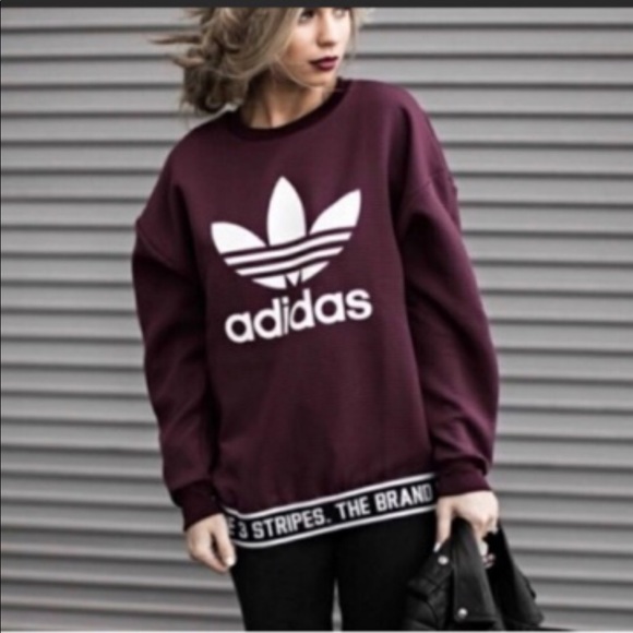 Adidas trefoil sweatshirt maroon Clearance